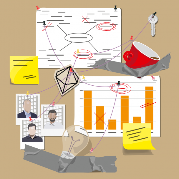 Eine illustrierte Skizze eines Boards, welches die Aufgaben und die Zusammenstellung der Salted Strategy Board illustrativ veranschaulicht. 