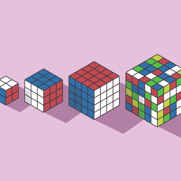 Art Design von Rubicubes, die die zunehmende Komplexität der sich ständig verändernden Berufsbildern veranschaulicht.
